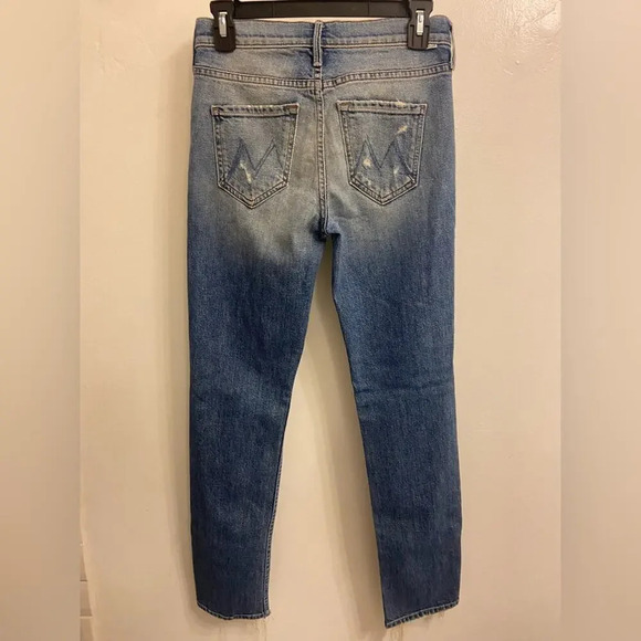 MOTHER The Flirt Fray Straight Leg Jeans Cold Feet Blue Size 24 - Picture 6 of 9